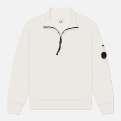 Мужская толстовка C.P. Company Cotton Diagonal Fleece Half Zip, цвет белый, размер S