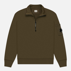 Мужская толстовка C.P. Company Cotton Diagonal Fleece Half Zip, цвет оливковый, размер S