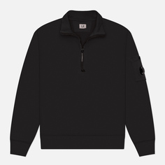 Мужская толстовка C.P. Company Cotton Diagonal Fleece Half Zip, цвет чёрный, размер S