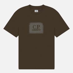 Мужская футболка C.P. Company 30/1 Jersey Logo Label, цвет оливковый, размер M