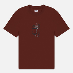 Мужская футболка C.P. Company 30/1 Jersey Vertical Logo, цвет коричневый, размер S