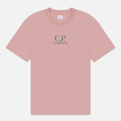 Мужская футболка C.P. Company 30/1 Jersey Printed Logo, цвет розовый, размер S