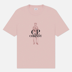 Мужская футболка C.P. Company 1020 Jersey Logo, цвет розовый, размер S