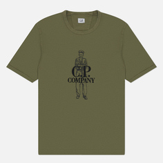 Мужская футболка C.P. Company 1020 Jersey Logo, цвет оливковый, размер S