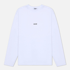 Мужской лонгслив MSGM Micrologo Basic Crew Neck, цвет белый, размер S