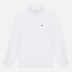 Мужская рубашка Lacoste Linen Regular Fit Embroidered, цвет белый, размер 39