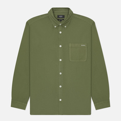 Мужская рубашка A.P.C. Mateo Logo, цвет оливковый, размер M