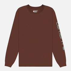 Мужской лонгслив Carhartt Relaxed Fit Heavyweight Logo Sleeve Graphic, цвет коричневый, размер S