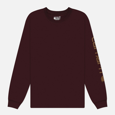 Мужской лонгслив Carhartt Relaxed Fit Heavyweight Logo Sleeve Graphic, цвет бордовый, размер S