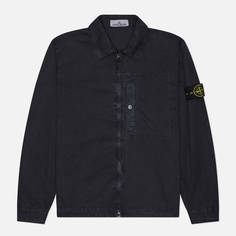 Мужская рубашка Stone Island Brushed Organic Cotton Canvas Old Effect Overshirt, цвет синий, размер M