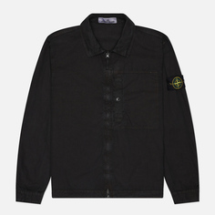 Мужская рубашка Stone Island Brushed Organic Cotton Canvas Old Effect Overshirt, цвет чёрный, размер M