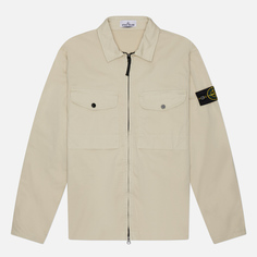 Мужская рубашка Stone Island Organic Stretch Cotton Satin Overshirt, цвет бежевый, размер M