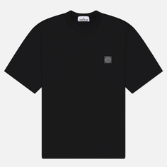 Мужская футболка Stone Island Monocolour Compass Patch, цвет чёрный, размер S