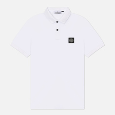 Мужское поло Stone Island Compass Patch, цвет белый, размер S
