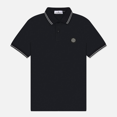 Мужское поло Stone Island Compass Patch Coloured Stripes, цвет синий, размер S