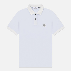 Мужское поло Stone Island Compass Patch Overdyed Pigments, цвет голубой, размер S