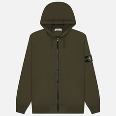 Мужская толстовка Stone Island Organic Cotton Fleece Zip Hoodie, цвет оливковый, размер M