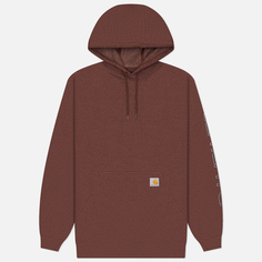 Мужская толстовка Carhartt Loose Fit Midweight Logo Sleeve Graphic Hoodie, цвет коричневый, размер S