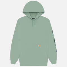 Мужская толстовка Carhartt Loose Fit Midweight Logo Sleeve Graphic Hoodie, цвет зелёный, размер S