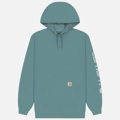 Мужская толстовка Carhartt Loose Fit Midweight Logo Sleeve Graphic Hoodie, цвет зелёный, размер S