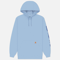 Мужская толстовка Carhartt Loose Fit Midweight Logo Sleeve Graphic Hoodie, цвет голубой, размер S
