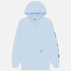 Мужская толстовка Carhartt Loose Fit Midweight Logo Sleeve Graphic Hoodie, цвет голубой, размер S