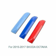 Tonlinker 3 шт. 3D DIY Автомобильный Стайлинг ABS передняя решетка радиатора отделка спортивные полоски Наклейка чехол наклейка s для SKODA OCTAVIA A7 2015-17, for octavia