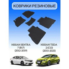 Коврики резиновые в салон для Nissan Sentra 7 (B17) 2012-2019; Nissan Tiida 2 (C13) 2015-2025 /резиновые коврики Ниссан Сентра / Ниссан Тиида Sei Ntex