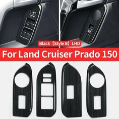 Для 2010-2021 Toyota Land Cruiser Prado 150 аксессуары для модификации интерьера стеклянная панель кнопки FJ150 J15 дверная ручка автомобиля, Black Style B LHD нет