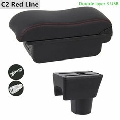 Подлокотник для Renault Dacia Duster 2 2010-2019 2011 2012 2013 2014 2015 2016 2017 2018, подлокотник, консоль для хранения, USB-аксессуар, C2 Red Line нет