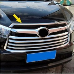 Аксессуары подходят для TOYOTA HIGHLANDER KLUGER 2014 2015 2016, Хромированная передняя крышка капота, гриль, молдинговая крышка, отделка, балка, украшение нет