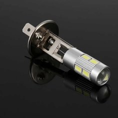 1 шт. 5630 SMD 10 светодиодный автомобильная лампа, противотуманная лампа для вождения, лампочка H1 6000K DC 12 В для фар, для вождения, сигналов поворота, автомобильные аксессуары, White, Н1 нет