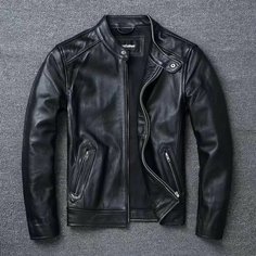 Мужские куртки Cafe Racer, черная винтажная мотоциклетная куртка в стиле ретро с воротником-стойкой, мотоциклетная одежда из воловьей кожи, зимний размер 6XL, 4XL, Черный нет