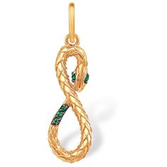 Подвеска Яхонт, красное золото, 585 проба, фианит, зелeный