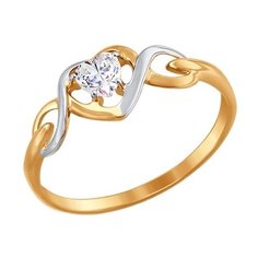 Кольцо SOKOLOV, красное золото, 585 проба, фианит, размер 15.5, бесцветный