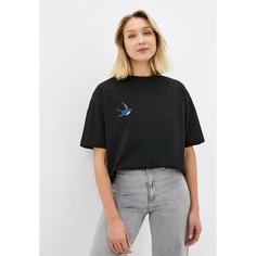 Футболка Берегите Птиц, размер one size, черный, бордовый