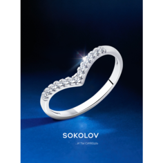Кольцо SOKOLOV, серебро, 925 проба, родирование, фианит, размер 14