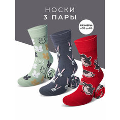 Носки Мачо, комплект, 3 пары, размер 42-46, красный, зеленый, серый