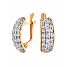 Серьги Ювелир Карат, серебро, 925 проба, золочение, фианит, размер 6 мм, длина 1.5 см, , золото