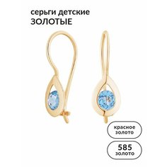 Серьги Ювелир Карат, красное золото, 585 проба, топаз, размер 5 мм, длина 1.7 см, , золотой