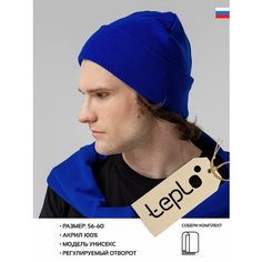 Шапка бини teplo для мужчин и женщин, размер 56-60, синий Тепло
