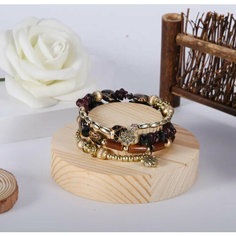 Жесткий браслет, агат, 1 шт., черный Beauty Charmes