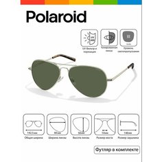 Солнцезащитные очки Polaroid, зеленый