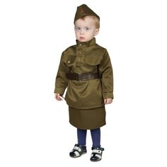 Карнавальный костюм «Солдаточка-малютка», пилотка, гимнастёрка, ремень, юбка, 2-3 года, рост 94-104 см Страна Карнавалия
