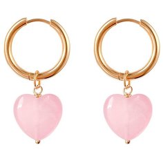 Серьги с подвесками, конго Strekoza Collection, кварц, размер 21 мм, розовый/золотой