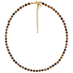 Бусы Strekoza Collection, тигровый глаз, длина 40 см, золотой, коричневый