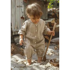 Комбинезон Сонный Гномик, открытая стопа, размер 68, капучино