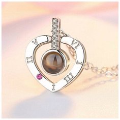 Колье, фианит, циркон, кристаллы Swarovski, длина 50 см, серебряный Love100