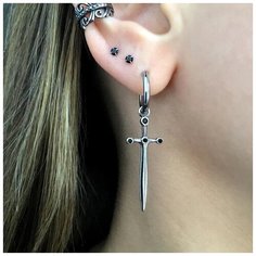 Серьги Starfallshop, фианит, циркон, размер 11 мм, мультиколор, черный, белый, серебряный