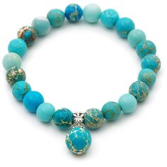 Браслет ЖемАрт, кварц, бирюза, размер 16 см, голубой, серебристый